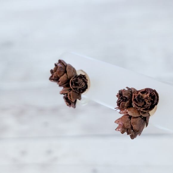 Vintage Screw Back Earrings Brown Natural Vibes Boho - Condition Issues - Picture 2 of 12